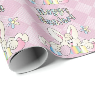 Papier Cadeau Lapin de Pâques heureux
