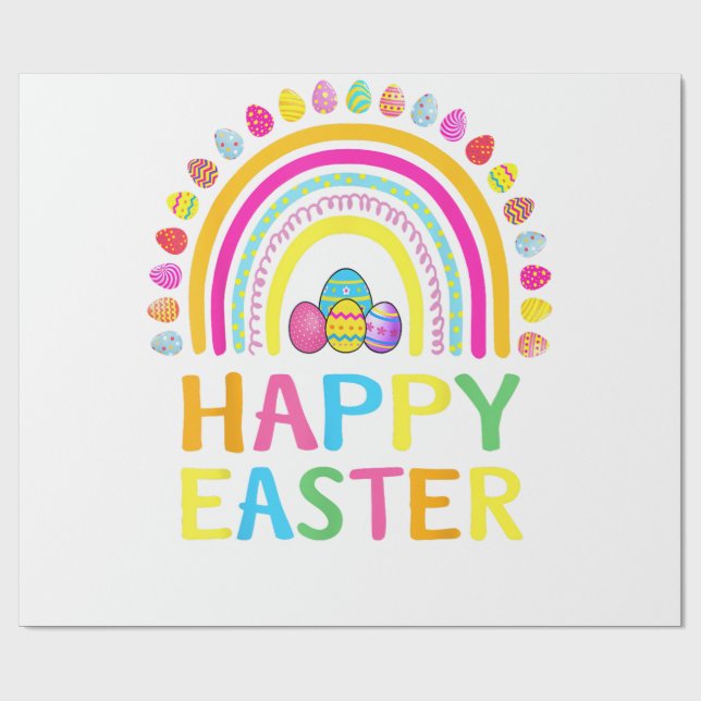 Papier Cadeau Lapin de Pâques heureux Chasse aux œufs de Pâques  (Plat)