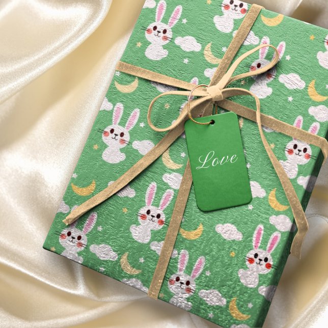 Papier Cadeau Lapin de Pâques lapin Pastel Vert mignonne Bébé an (Créateur téléchargé)
