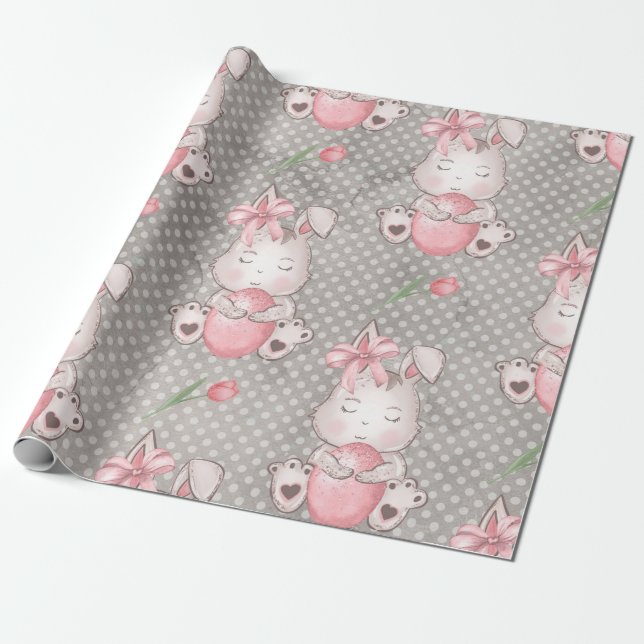 Papier Cadeau Lapin de Pâques mignon (Déroulé)