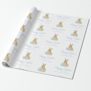 Papier Cadeau Lapin de Pâques personnalisé aquarelle