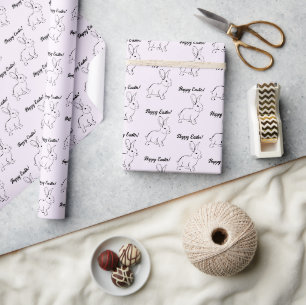 Papier Cadeau Lapin doux, mignon printemps ou dessin animé de Pâ