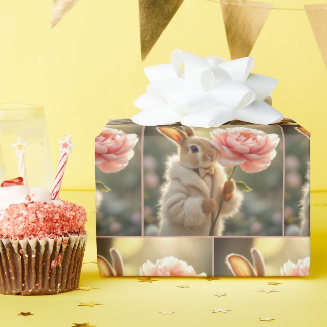 Papier Cadeau Lapin en manteau de fourrure (Fête d'anniversaire)