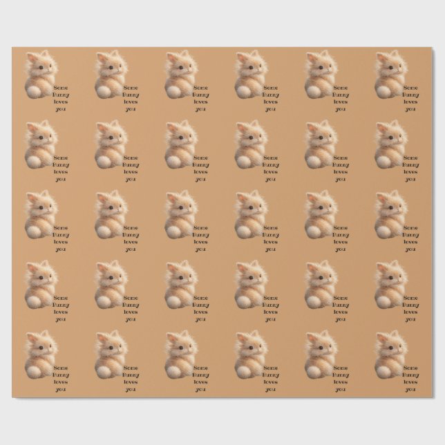 Papier Cadeau Lapin flou : Certains lapins t'aiment (Plat)