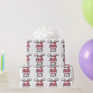 Papier Cadeau Lapin Kawaii joueur avec bulle de Bubble Gum