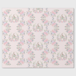 Papier Cadeau Lapin lapin et agneau rose violet carte Pâques flo