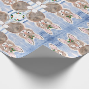 Papier Cadeau Lapin Lapin Neige Bleu Enveloppement Cadeau de No