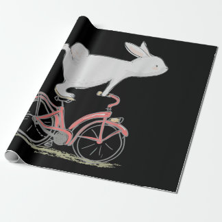 Papier Cadeau Lapin Mignonne Sur Vélo Vélo Vélo Vélo Vélo