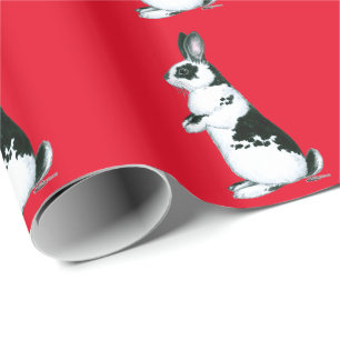 Papier Cadeau Lapin :Noir et blanc