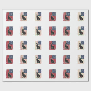 Papier Cadeau Lapin Patriotique Drapeau Américain Gravure Vintag