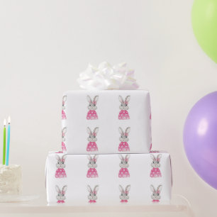 Papier Cadeau Lapin Préparé Pull Rose & Cœur