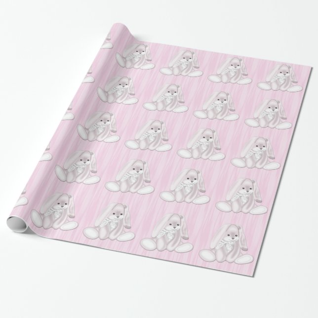 Papier Cadeau Lapin rose Bunny (Déroulé)