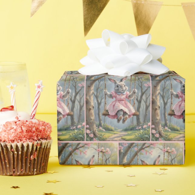 Papier Cadeau Lapin sur une aile (Fête d'anniversaire)