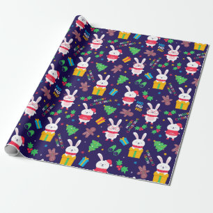 Papier Cadeau Lapins de Noël drôles