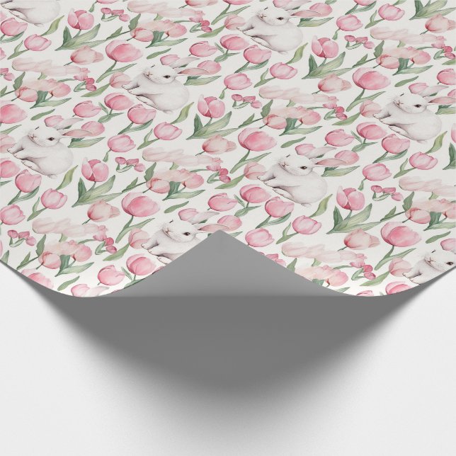 Papier Cadeau Lapins de Pâques à l'aquarelle (Coin)