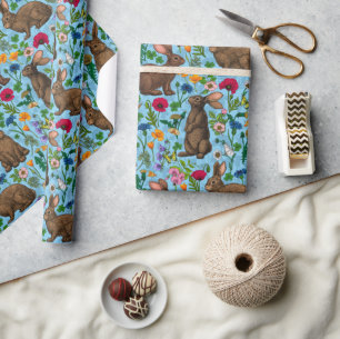 Papier Cadeau Lapins et fleur sauvage