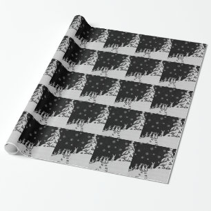 Papier Cadeau Lapins et illustration d'hiver d'arbre de Noël