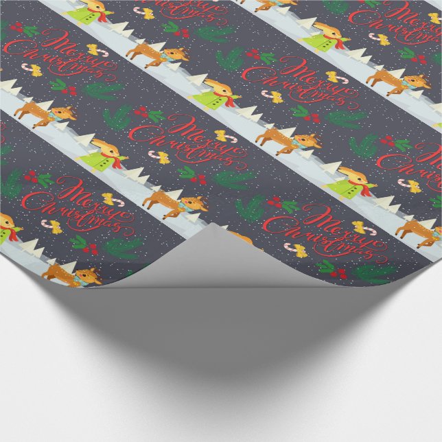 Papier Cadeau Lapins et rennes de Noël (Coin)