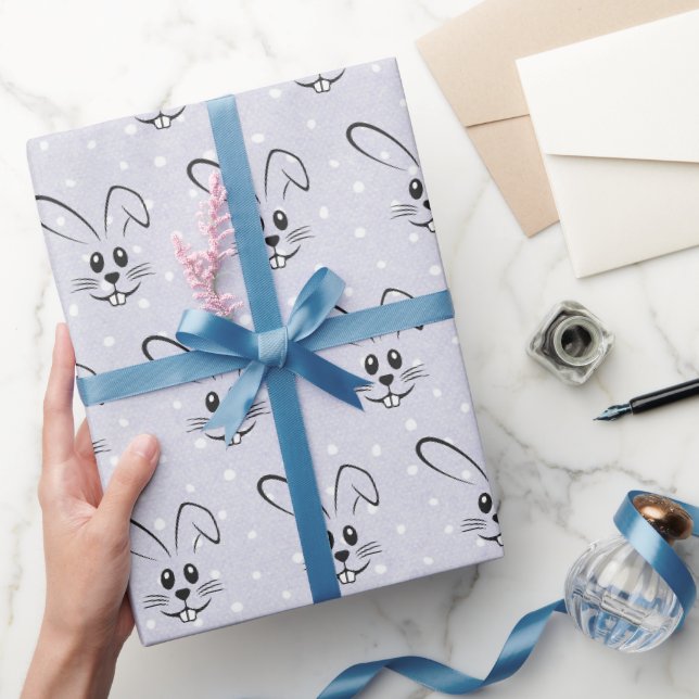 Papier Cadeau Lapins mignons sur pois (Cadeaux)