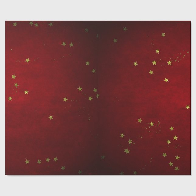 Papier Cadeau Laque Cerise Étoile Dorée (Couture)