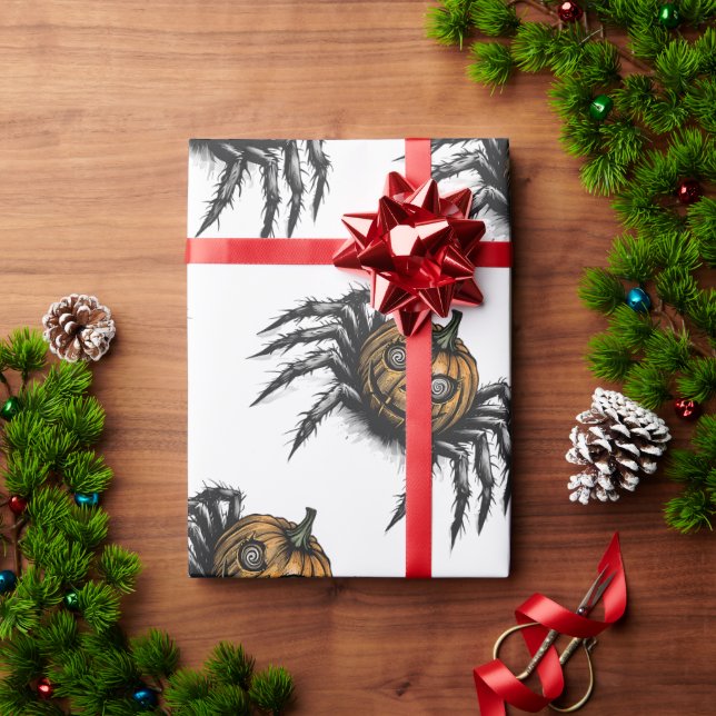 Papier Cadeau L'araignée à tête de citrouille (Cadeau de vacances)