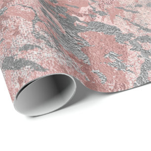 Papier Cadeau L'argent fondu gris rougissent métal brillant de