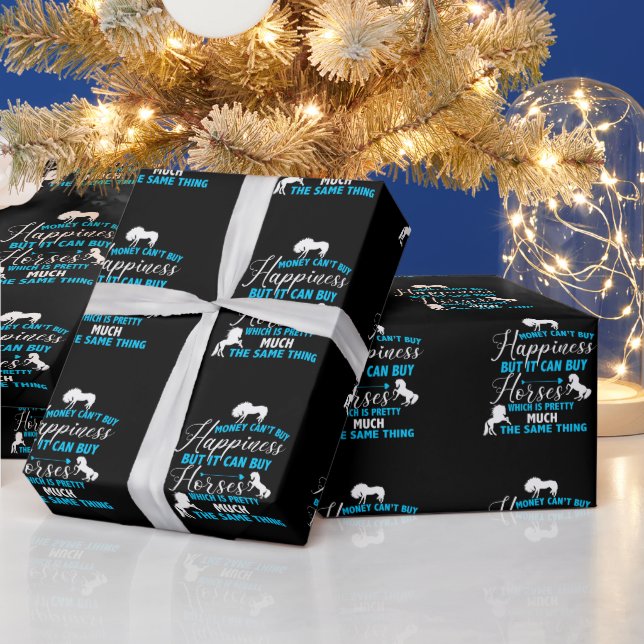 Papier Cadeau L'argent peut acheter des chevaux bleus    (Vacances)