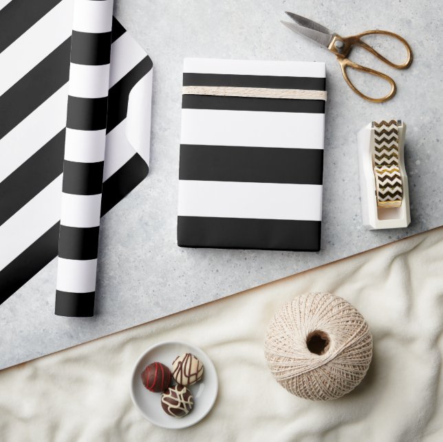 Papier Cadeau Larges bandes noires (Artisanat)