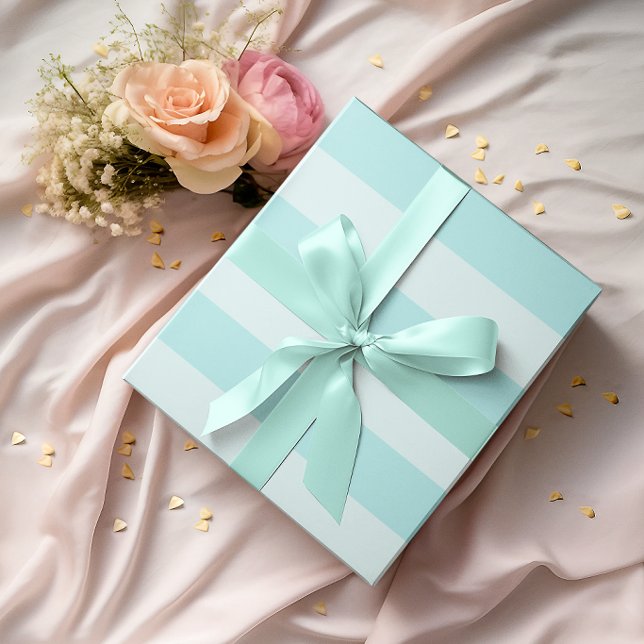 Papier Cadeau Larges Rayures Horizontales Turquoise Clair (Large Pale Turquoise Horizontal Stripes Wrapping Paper)