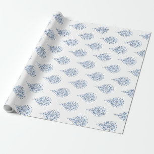 Papier Cadeau Larme bleue Paisley
