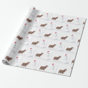 Papier Cadeau L'art australien Shepherd et Snowman Dog Wrapper P