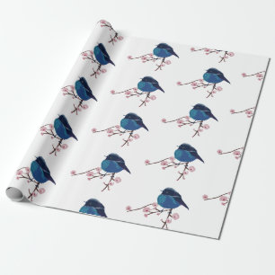 Papier Cadeau L'art des oiseaux bleus