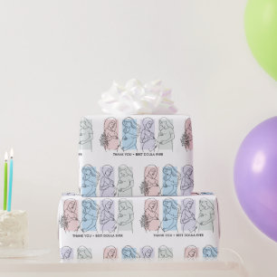Papier Cadeau L'art en ligne pastel personnalisé SOIN DE SOI DOU