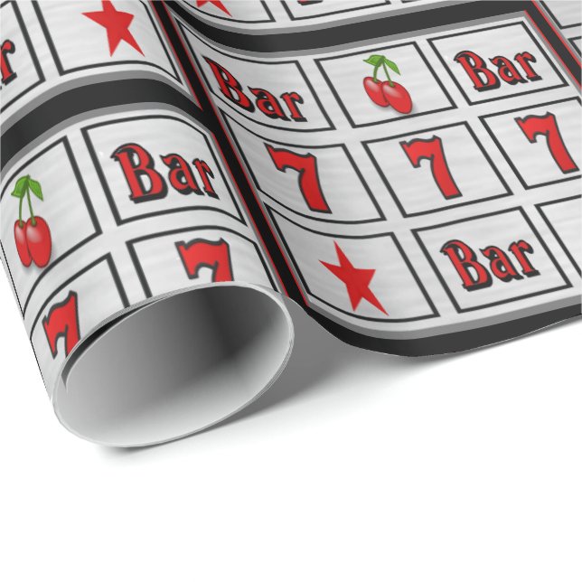 Papier Cadeau Las Vegas Casino Gambling Machine Bars 7's B (Coin rond)
