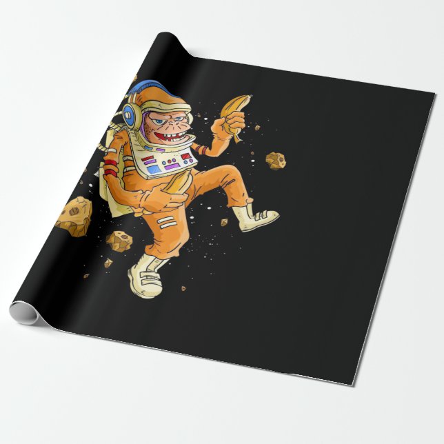Papier Cadeau L'astronaute Monkey Space (Déroulé)