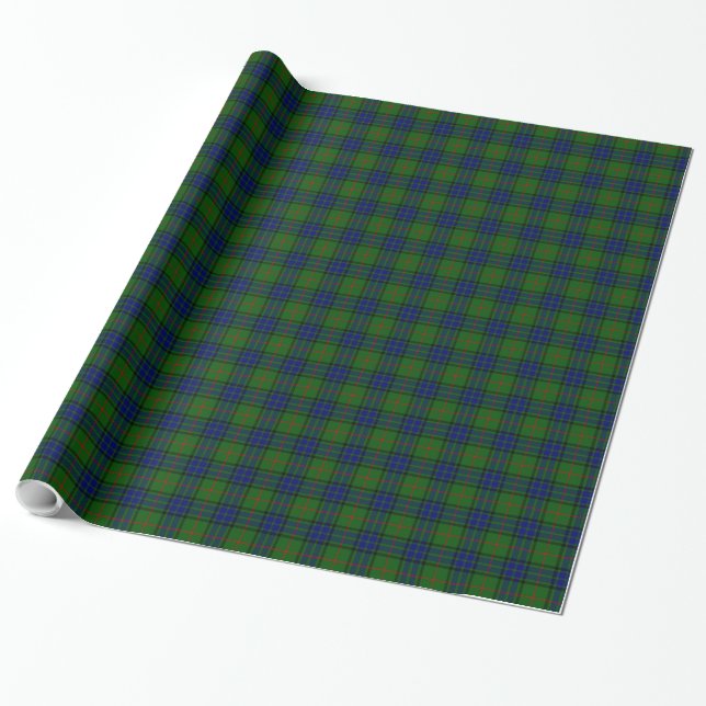 Papier Cadeau Lauder tartan bleu vert plaid (Déroulé)