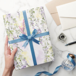 Papier Cadeau Lavage Romantique De Fleurs De Lavande Vertes Pour