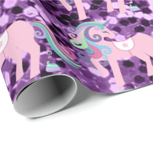 Papier Cadeau Lavande de bébé de paillette de rose de parties