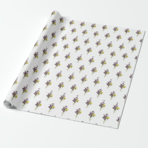 Papier Cadeau Lavande et Fleur sauvage jaune Conception botaniqu