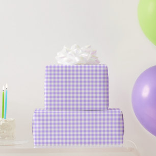 Papier Cadeau Lavande et Gingham Blanc Anniversaire Mariage Fête