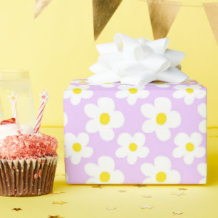 Papier Cadeau Lavande fleurie colorée de la marguerite rétro