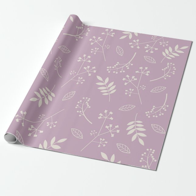 Papier Cadeau Lavande florale botanique de verdure de feuille (Déroulé)