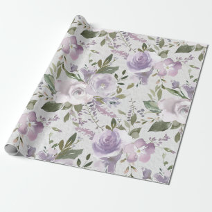 Papier Cadeau Lavande Purple Lilac Aquarelle Florale Fleurs