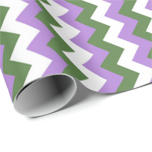 Papier Cadeau Lavande, vert et blanc Chevron Zigzag
