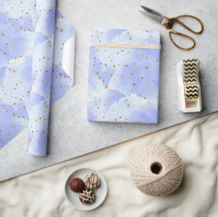 Papier Cadeau Lavendar Golden Star Motif