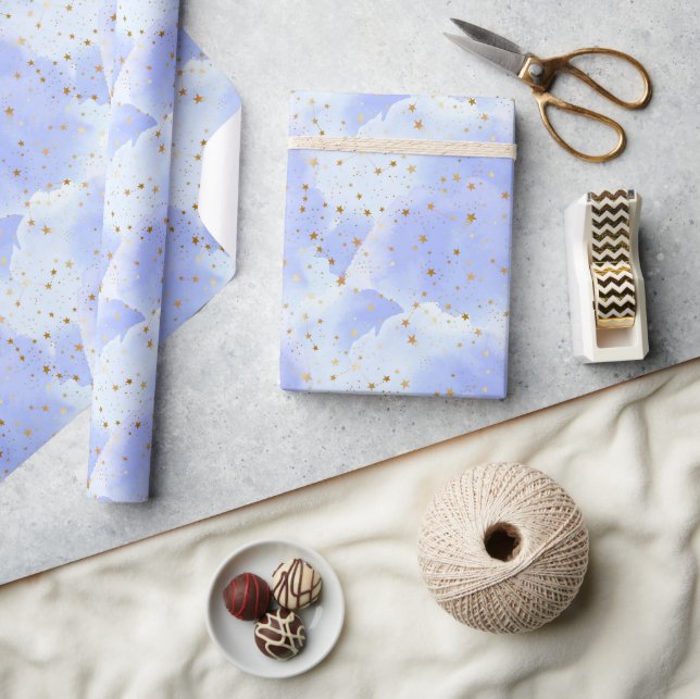Papier Cadeau Lavendar Golden Star Motif (Artisanat)