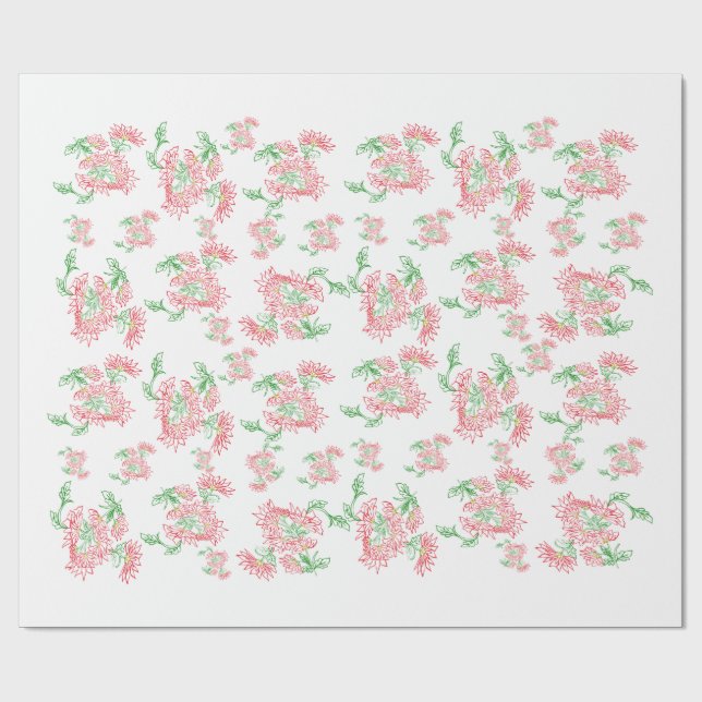 Papier Cadeau Lavender Gingham Floral Pattern Wrapping Paper  (Plat)
