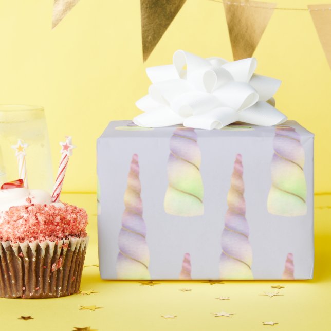 Papier Cadeau Lavender Gold Rose Purple Lime Unicorn Anniversair (Fête d'anniversaire)