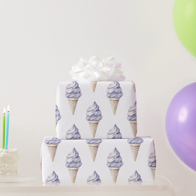 Papier Cadeau Lavender Purple Ice Cream Cones Anniversaire (Cadeaux de fête)