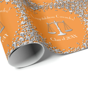 Papier Cadeau Lawyer Law School Graduation Party Silver Orange